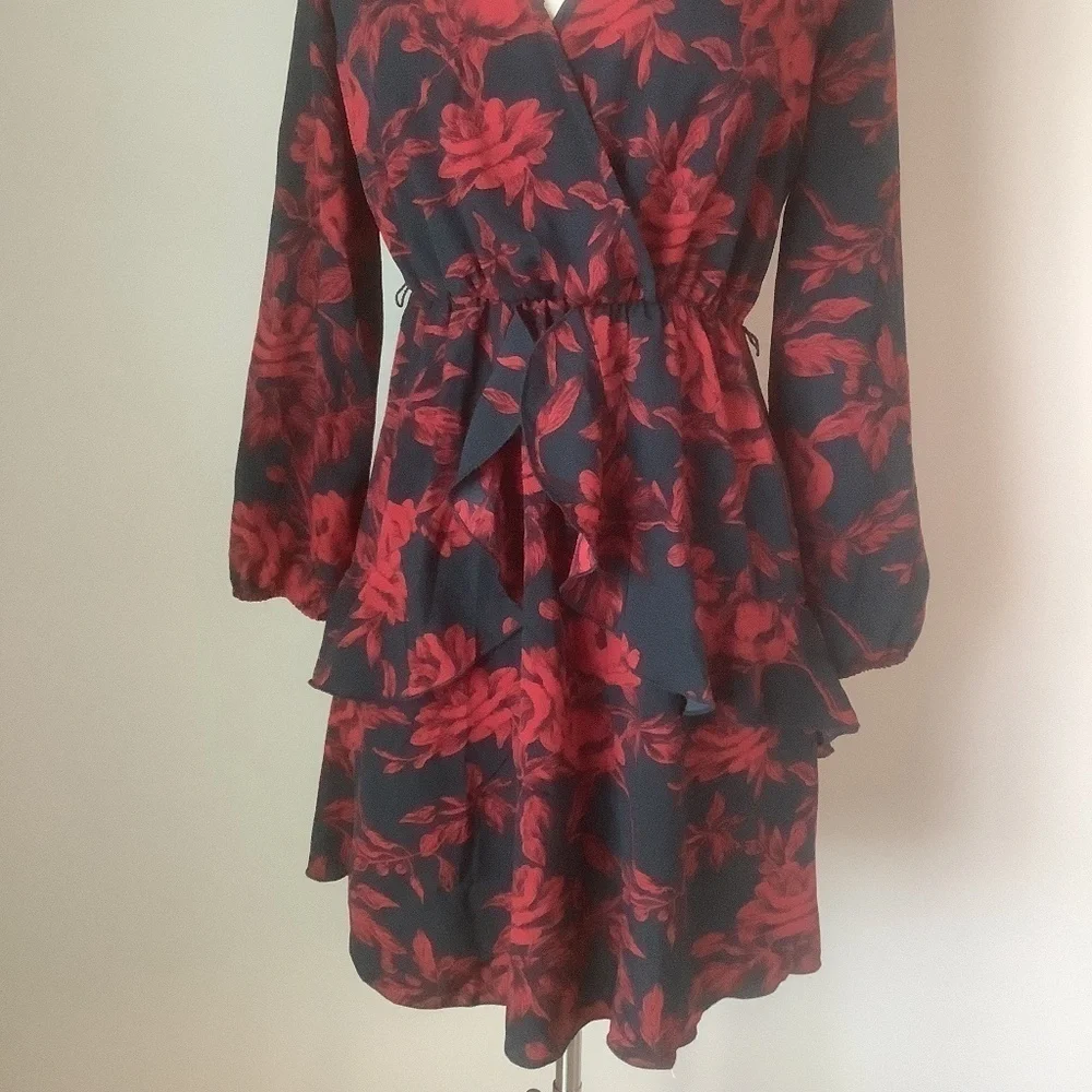 NEW Women Dress V Neck Floral Mini Party Dress M - Picture 9 of 14